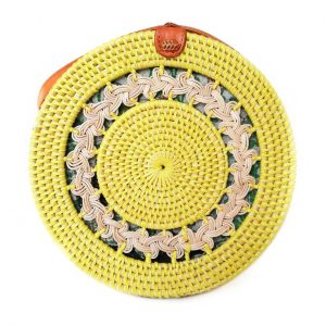 Круглая сумочка из ротанга c косичкой желтая BB0326